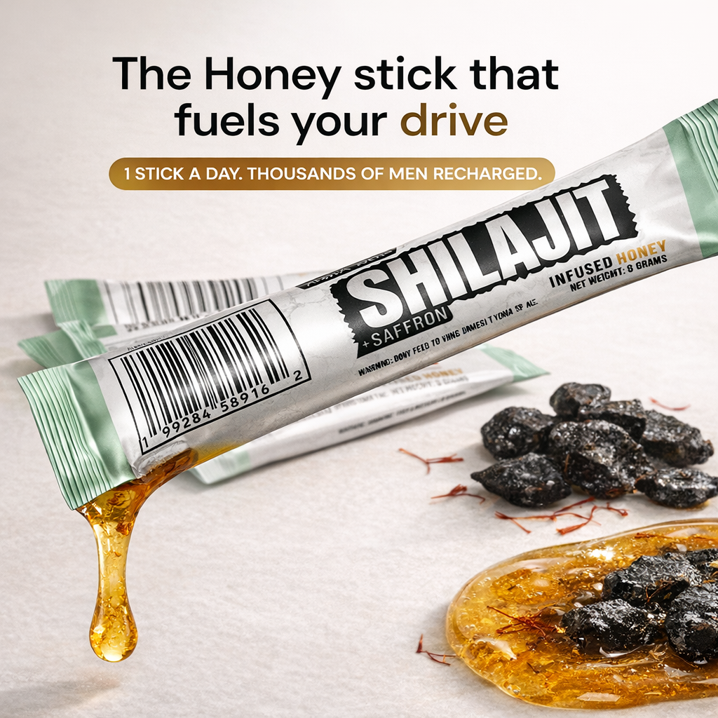 Alpha Mode Shilajit + Saffron Infused Honey Sticks
