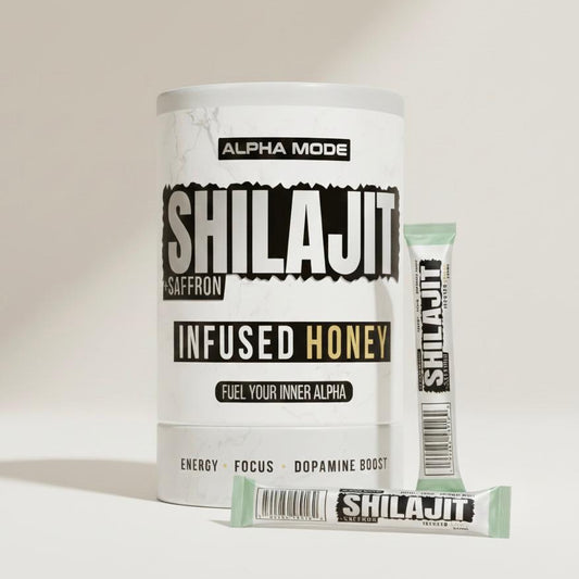 Alpha Mode Shilajit + Saffron Infused Honey Sticks